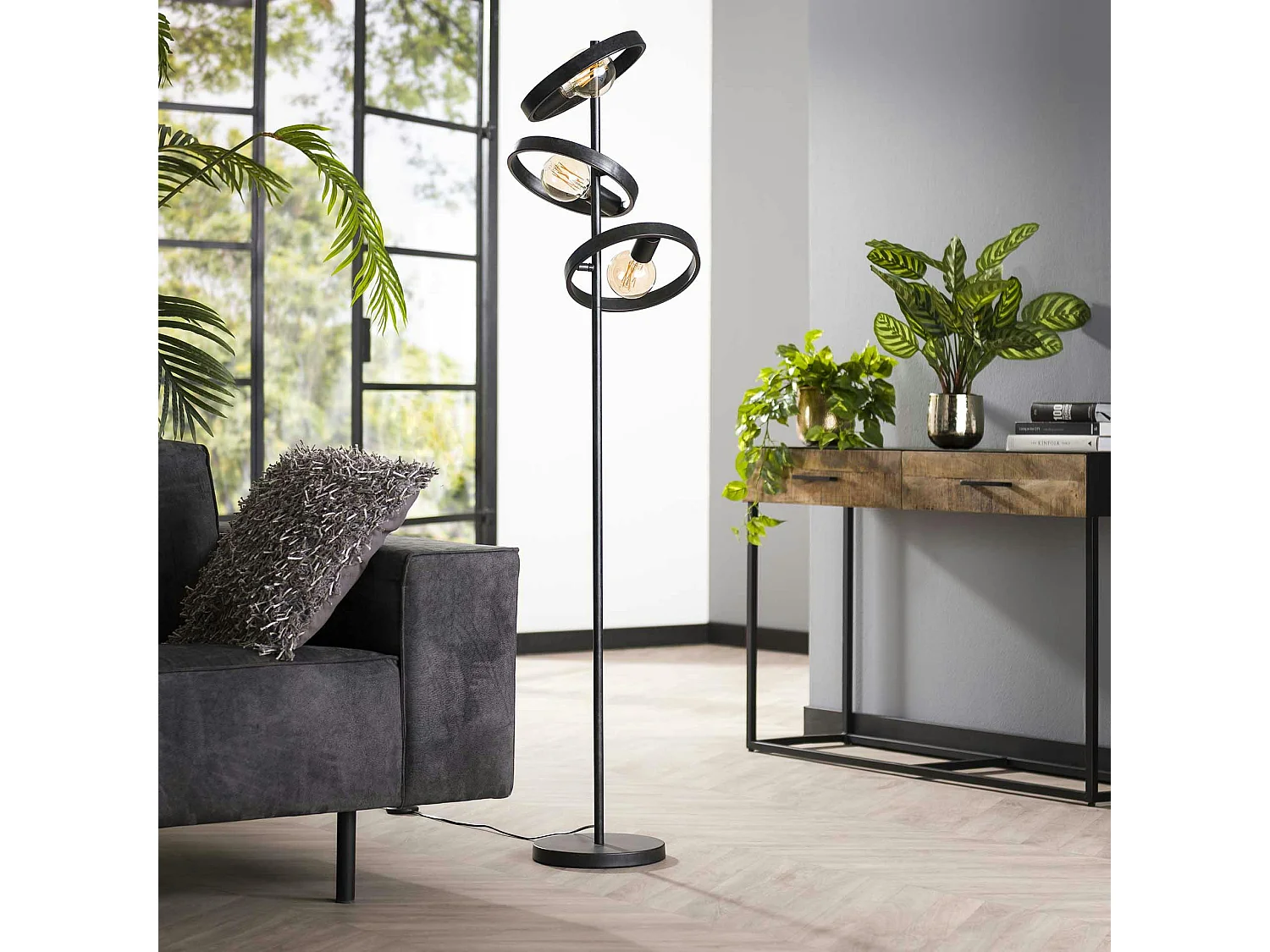 Lampadaire design 3 anneaux RALF