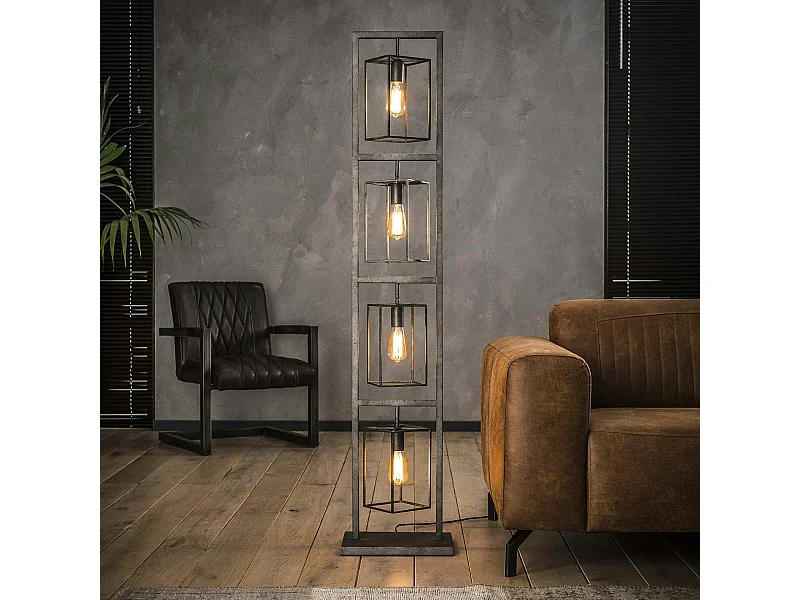 Lampadaire industriel argent vieilli TRIBECA