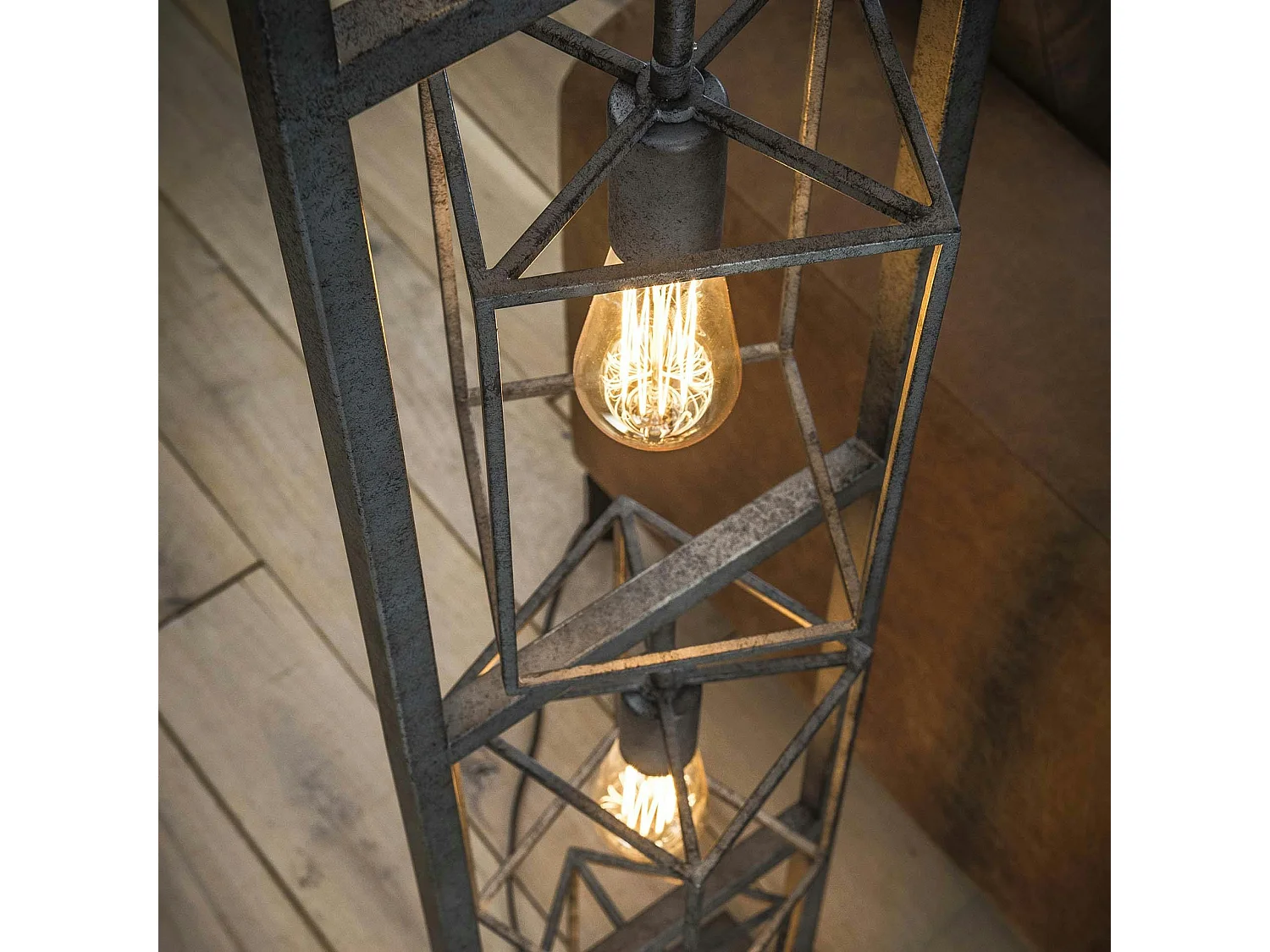 Lampadaire industriel argent vieilli TRIBECA