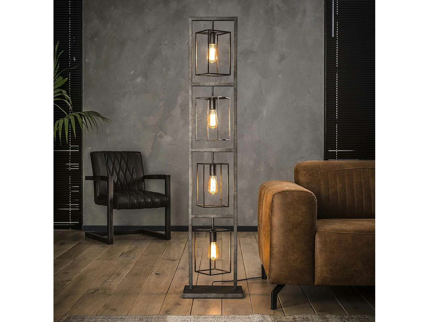 Lampadaire industriel argent vieilli TRIBECA