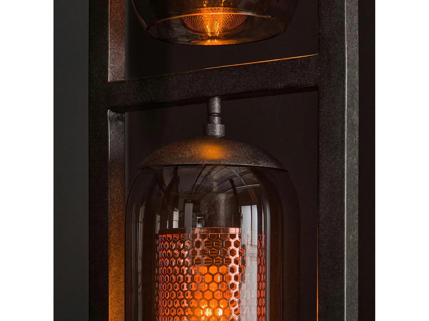 Lampadaire salon 3 lampes verre fumé et métal cuivré NOVA