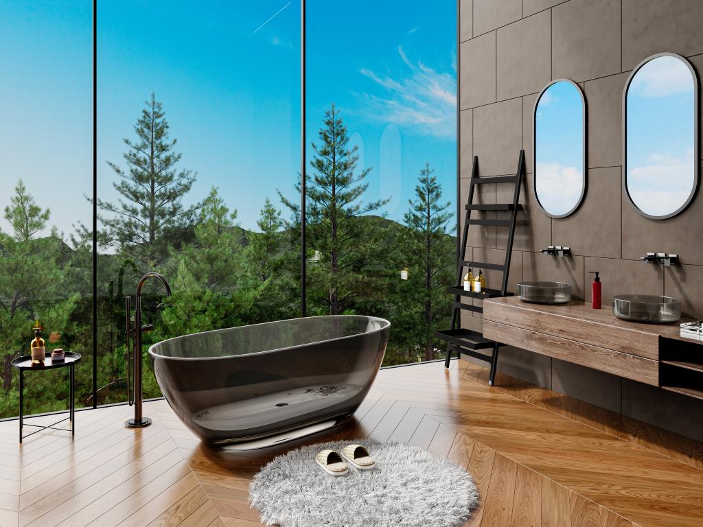 Freistehende Badewanne durchsichtig - 292 l - 160 x 72 x 56 cm - Grau - Har günstig online kaufen