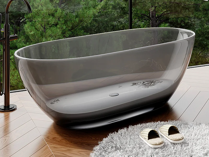 Wanna wolnostojąca przezroczysta - 292 l - 160 x 72 x 56 cm - Szary - Żywica - SPAVO