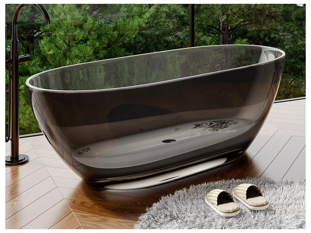 Baignoire îlot translucide - 292L - 160 x 72 x 56 cm - Gris - Résine - SPAVO