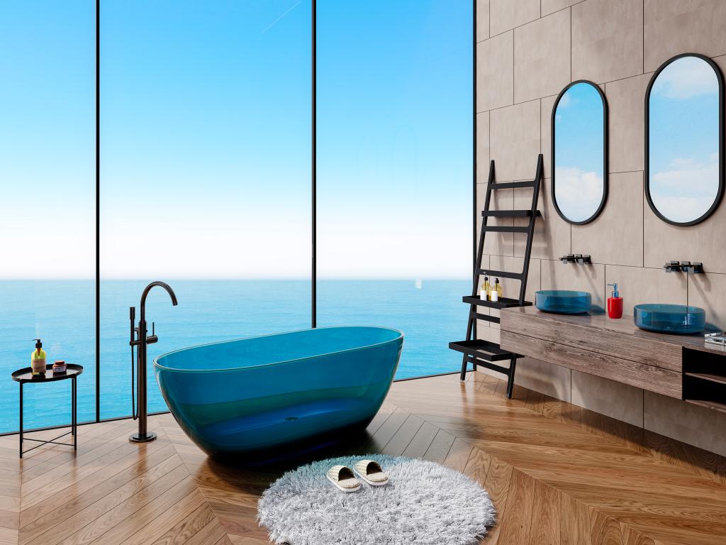 Freistehende Badewanne durchsichtig - 292 l - 160 x 72 x 56 cm - Blau - Har günstig online kaufen