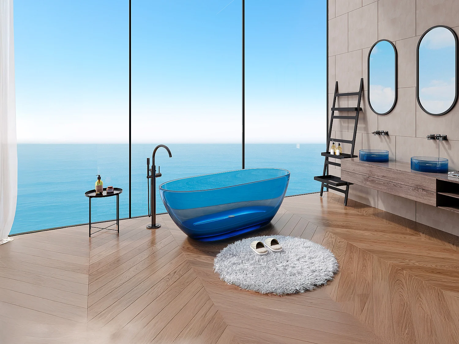 Vasca da bagno freestanding traslucida 292L 160 x 72 x 56 cm Blu Resina - SPAVO