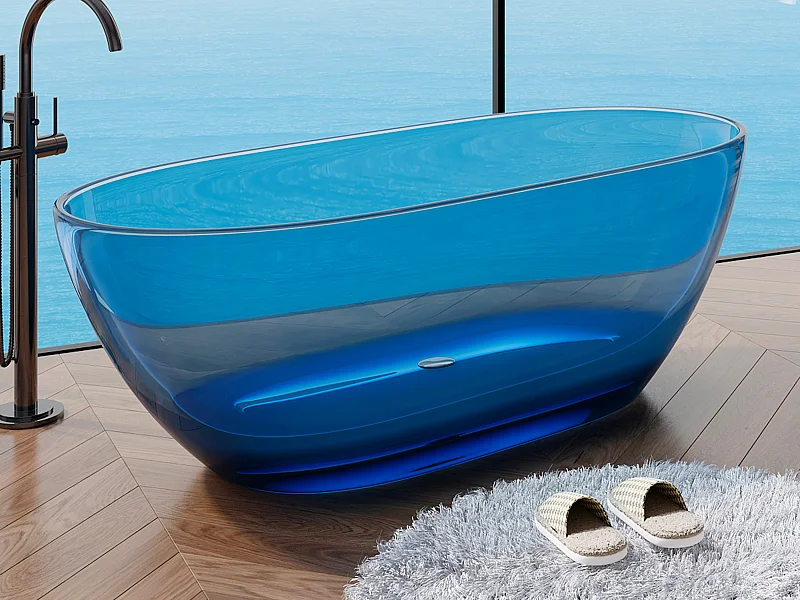 Wanna wolnostojąca przezroczysta - 292 l - 160 x 72 x 56 cm - Niebieski - Żywica - SPAVO