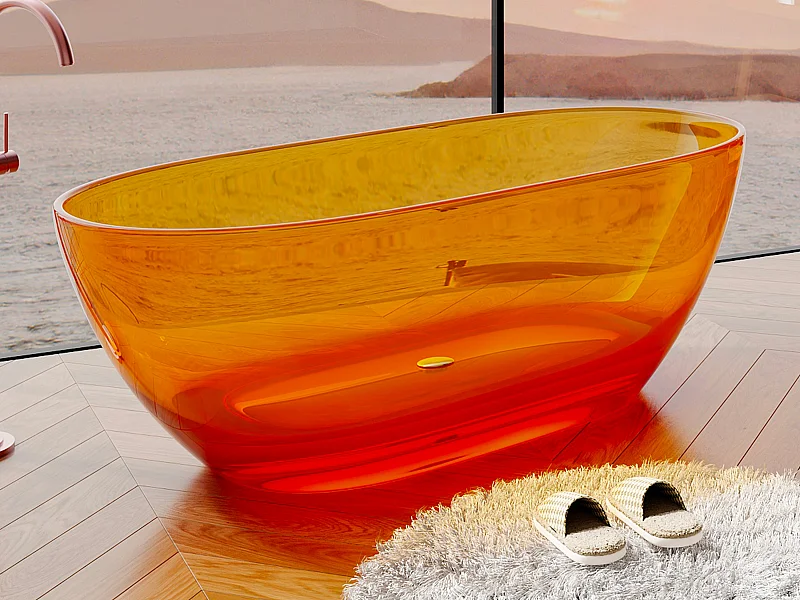 Freistehende Badewanne durchsichtig - 292 l - 160 x 72 x 56 cm - Orange - Harz - SPAVO