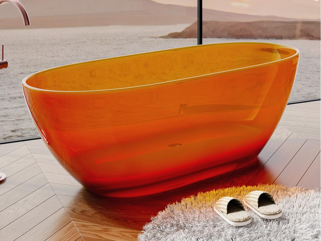 Baignoire îlot translucide - 292L - 160 x 72 x 56 cm - Orange - Résine - SPAVO