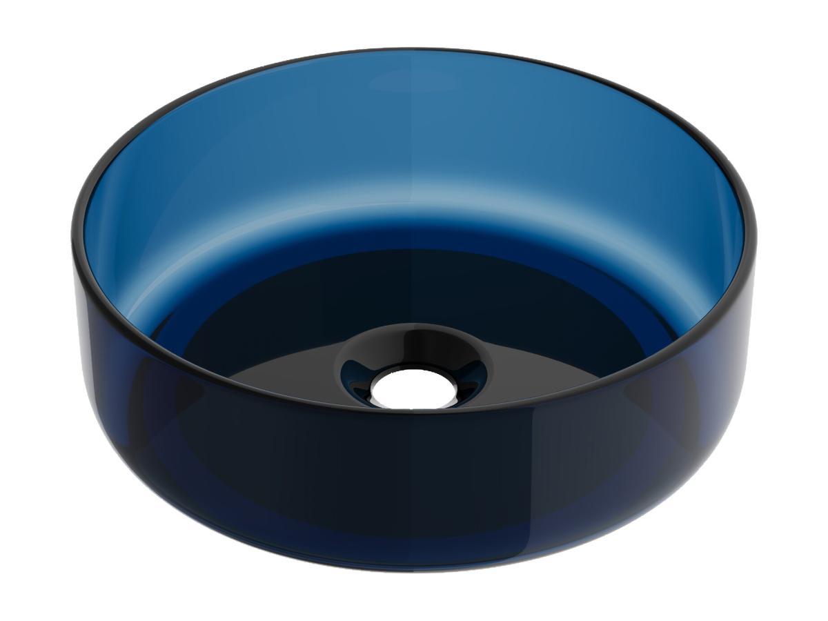 Aufsatzwaschbecken rund - durchsichtig - Harz - 40 cm - Blau - SPAVO günstig online kaufen