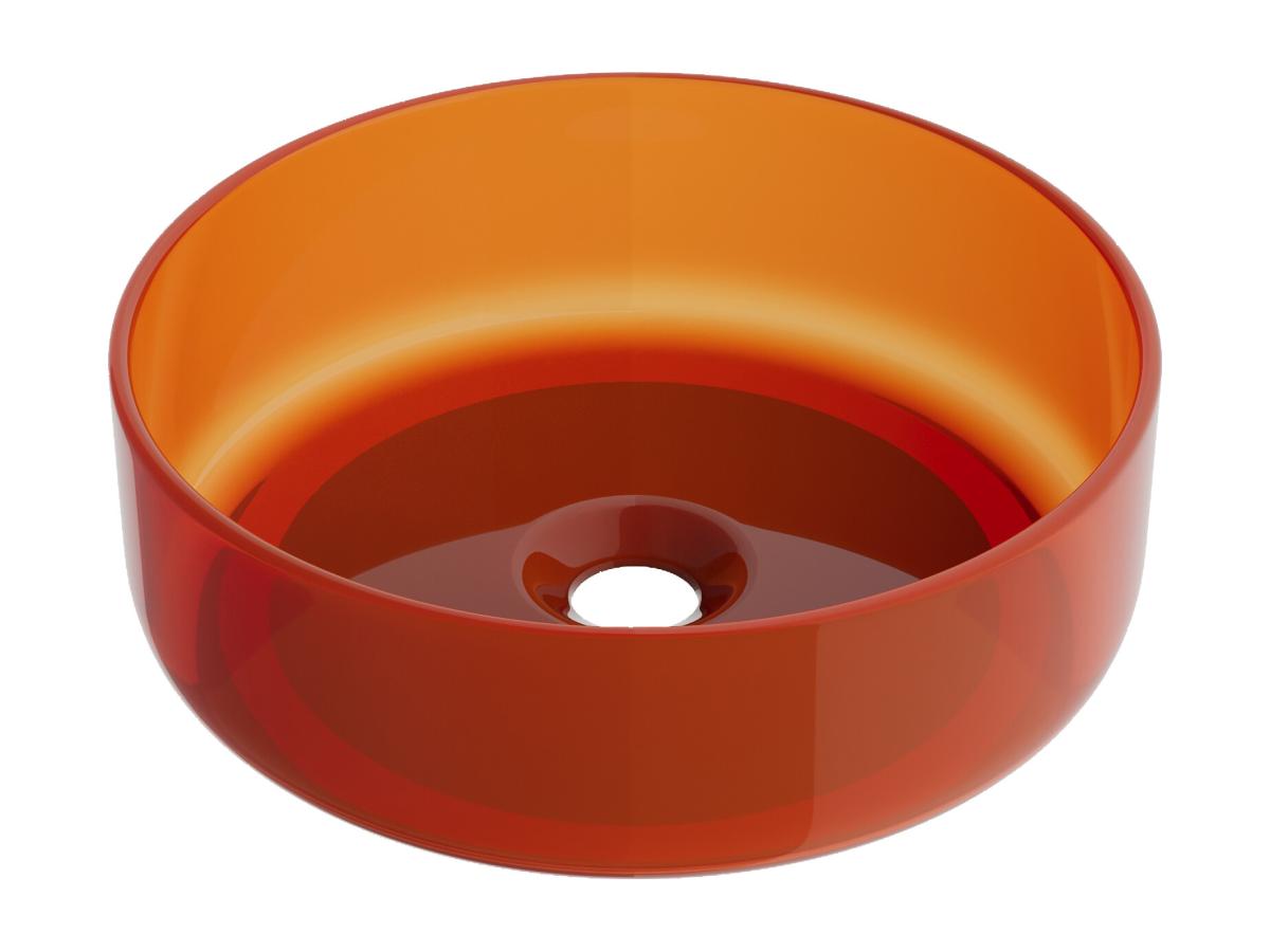 Aufsatzwaschbecken rund - durchsichtig - Harz - 40 cm - Orange - SPAVO günstig online kaufen