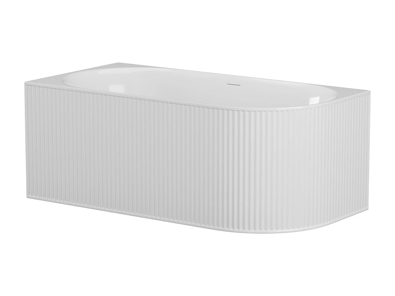 Baignoire d'angle striée - 290L - 170 x 80 x 60 cm - Blanc mat - Acrylique - Angle gauche - BARBORI