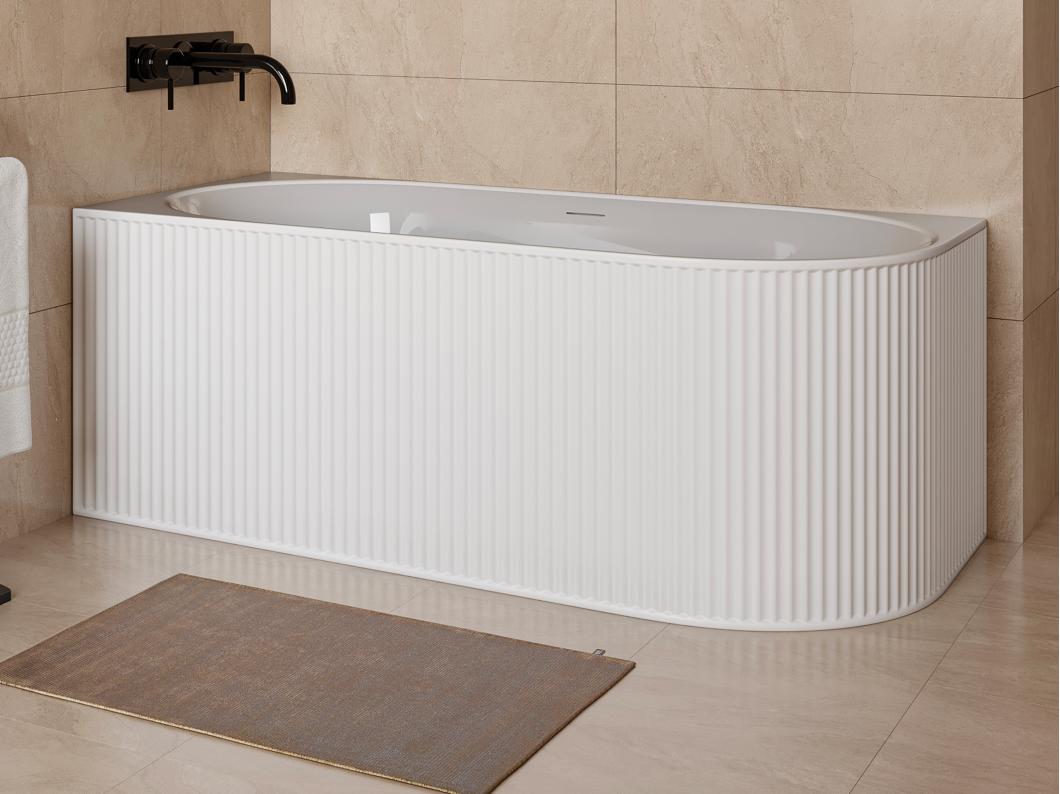 Baignoire d'angle striée - 290L - 170 x 80 x 60 cm - Blanc mat - Acrylique - Angle gauche - BARBORI