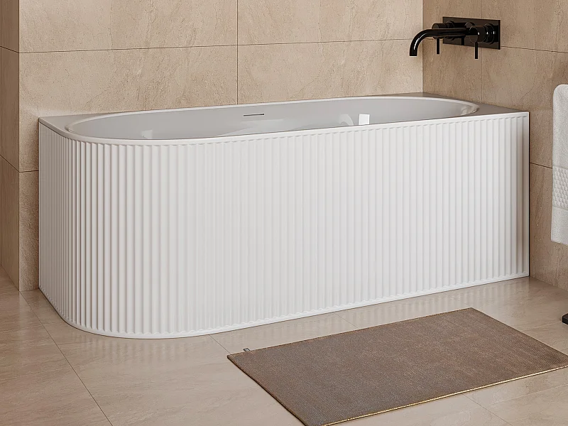 Vasca angolare scanalata 240 litri 170 x 80 x 60 cm Bianco opaco Acrilico Angolo a destra - BARBORI