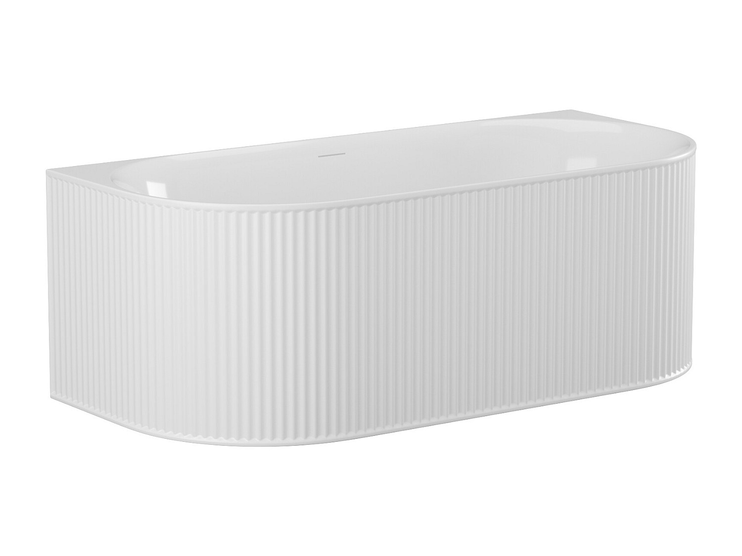 Halb freistehende Badewanne geriffelt - 240 L - 170 x 80 x 60 cm - Weiß mat günstig online kaufen