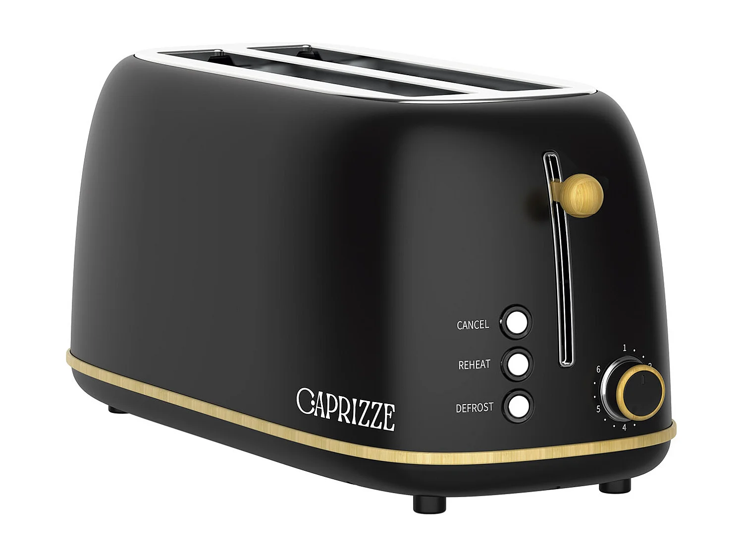 Grille-Pain Caprizze Kaito XL | Double Fente Extra Large et 6 Niveaux de Grill | Design Moderne Effet Bois et Noir Mat