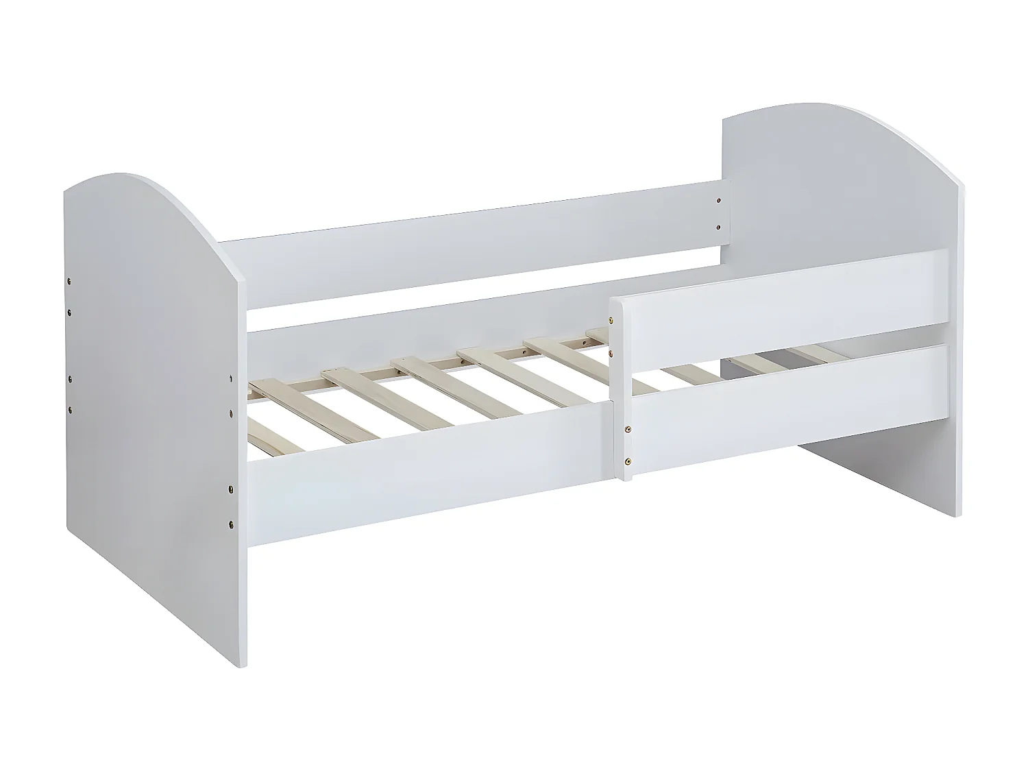 Cama infantil "Victoria" con barrera de seguridad de madera blanca 80x160 cm