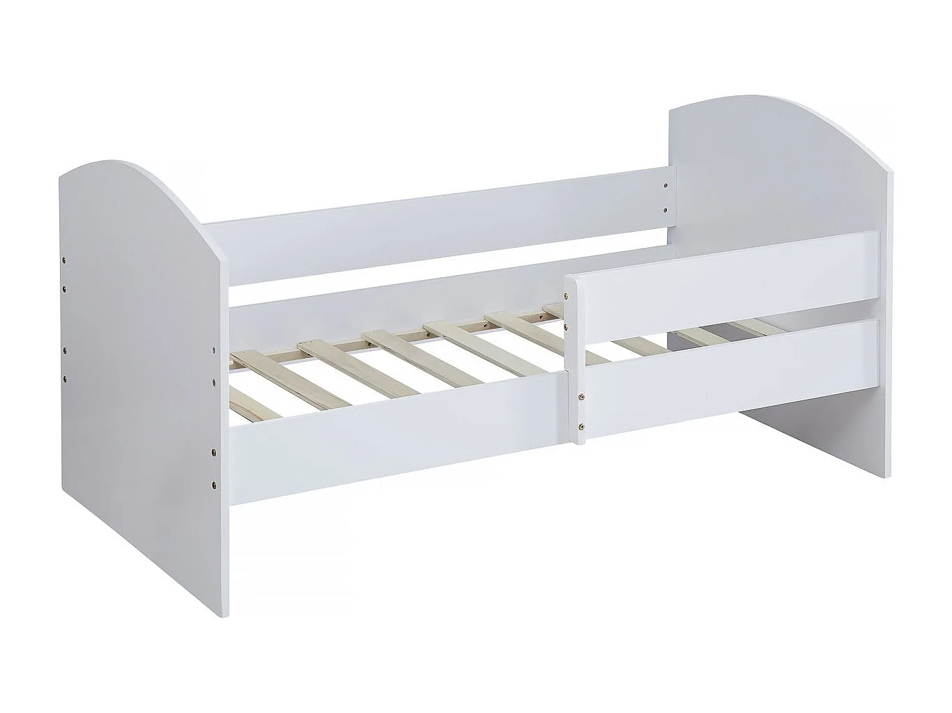 Lit enfant avec barrière "Victoria" - Bois - Blanc - 80 x 160 cm