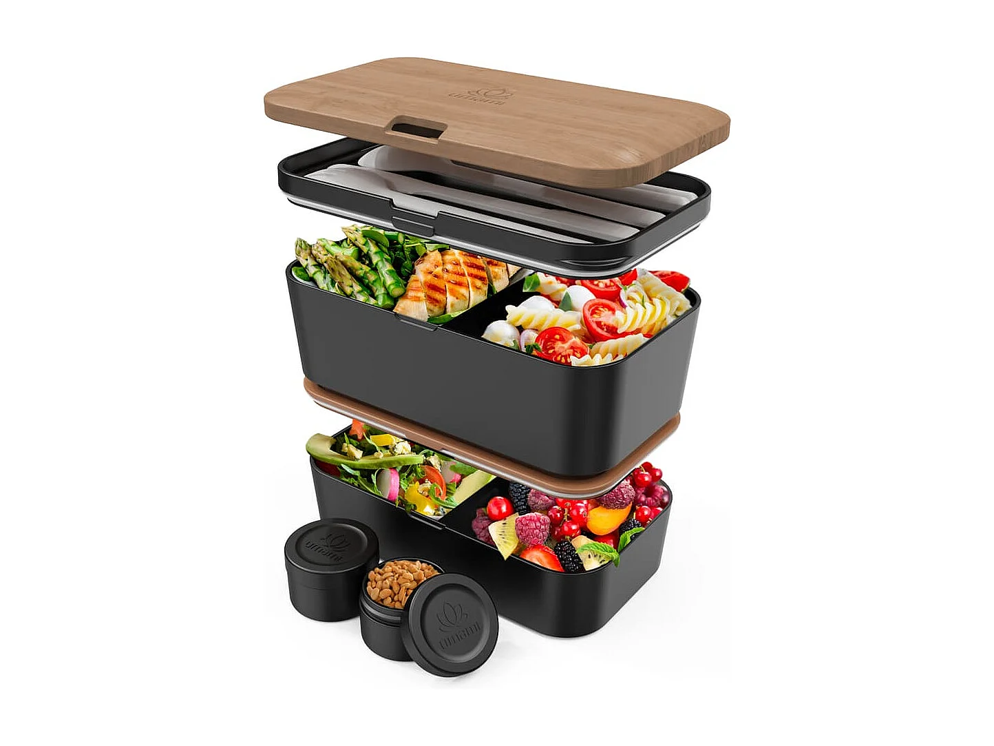 Bento Encastrable 1,5 l noir et bois de cerisier