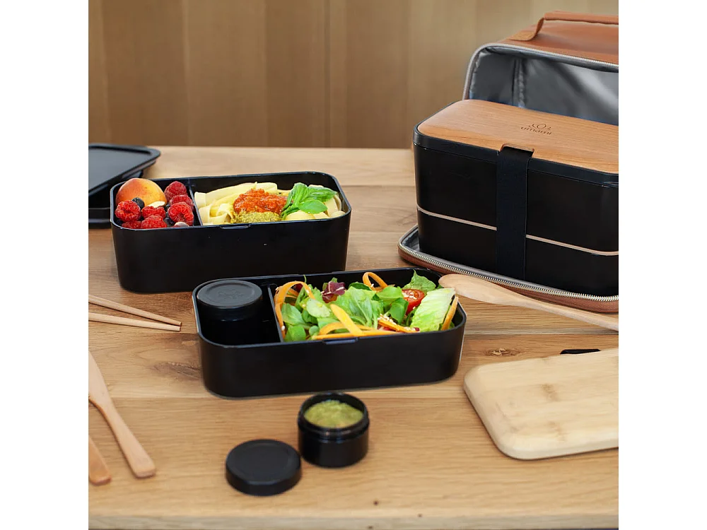 Bento Encastrable 1,5 l noir et bois de cerisier