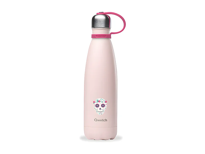 Bouteille isotherme Kids rose tête de mort 500 ml