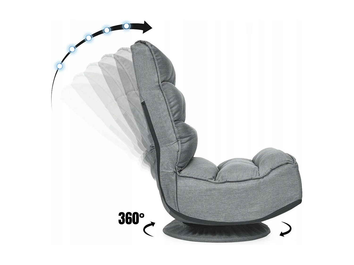 Relaxsessel verstellbar Klappsessel drehbar Bodenstuhl Sofastuhl Bodenkissen Grau