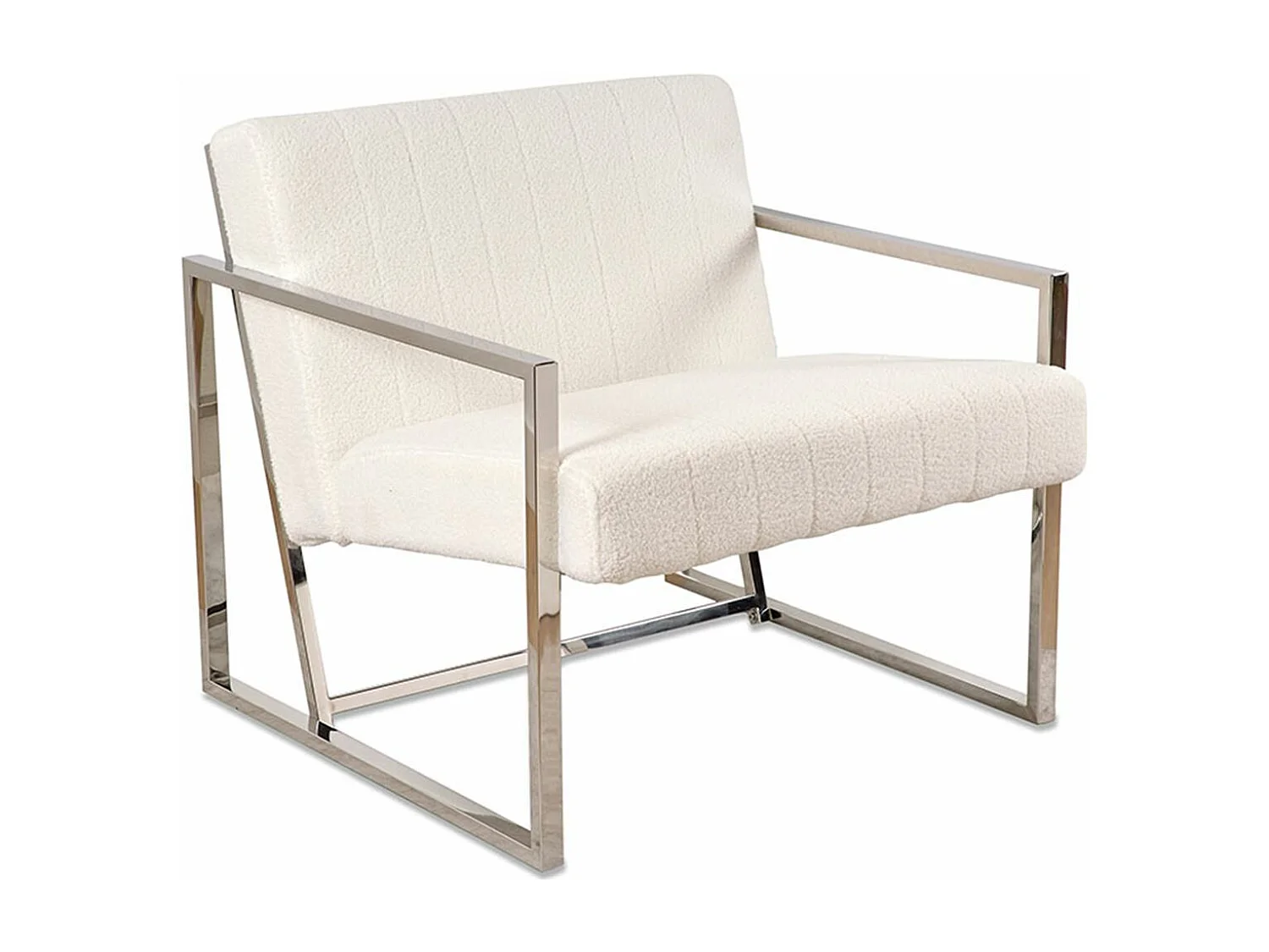 Butaca blanca 80*71*70 acero inoxidable  cromo tela bear rizo luxury