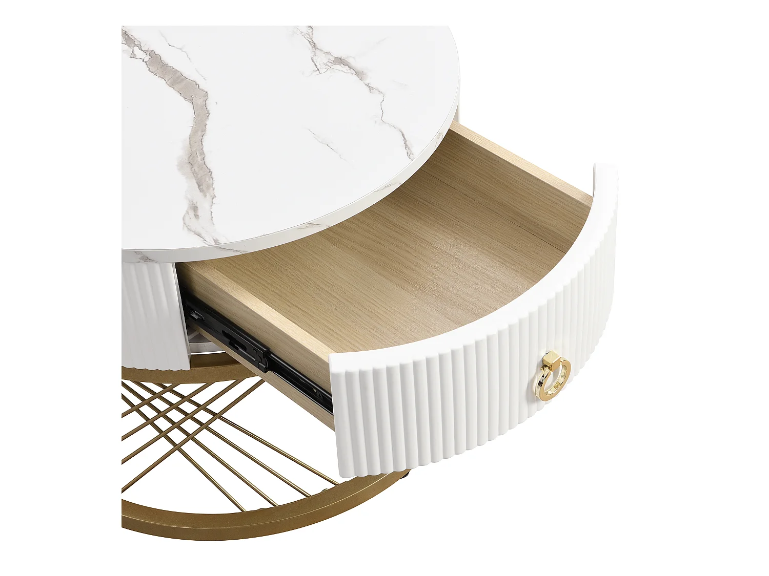 Set van 2 salontafels met één lade - MDF-blad met marmerpatroon - Zwart