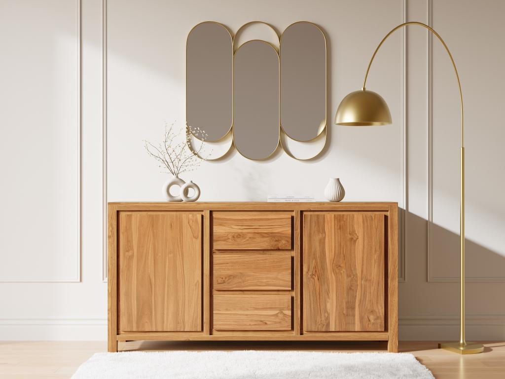 Sideboard mit 2 Türen & 3 Schubladen - Teakholz - Holzfarben - ALEMIA günstig online kaufen