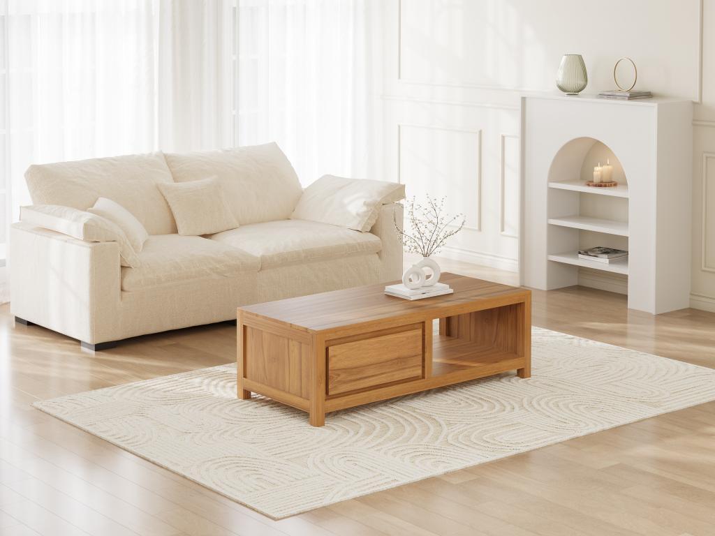 Couchtisch mit 2 Schubladen & 1 Ablagefach - Teakholz - Holzfarben - ALEMIA günstig online kaufen