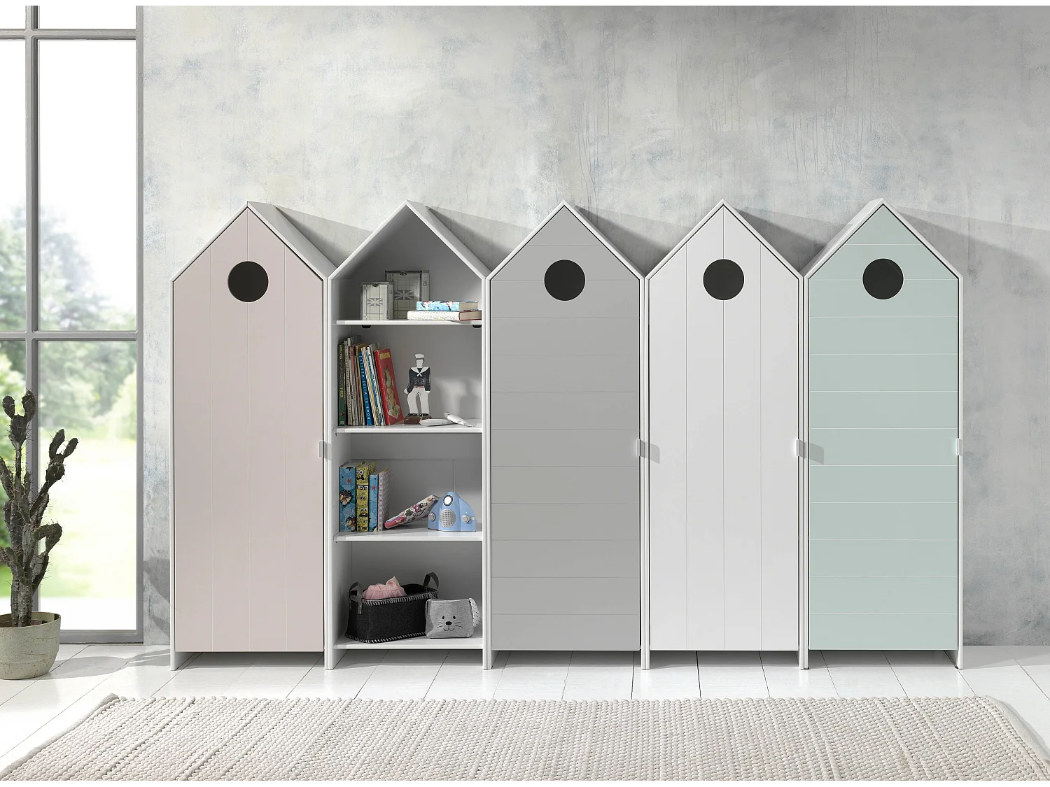 Pack - Étagère Enfant & 4 Armoires "Casami" Multicolore