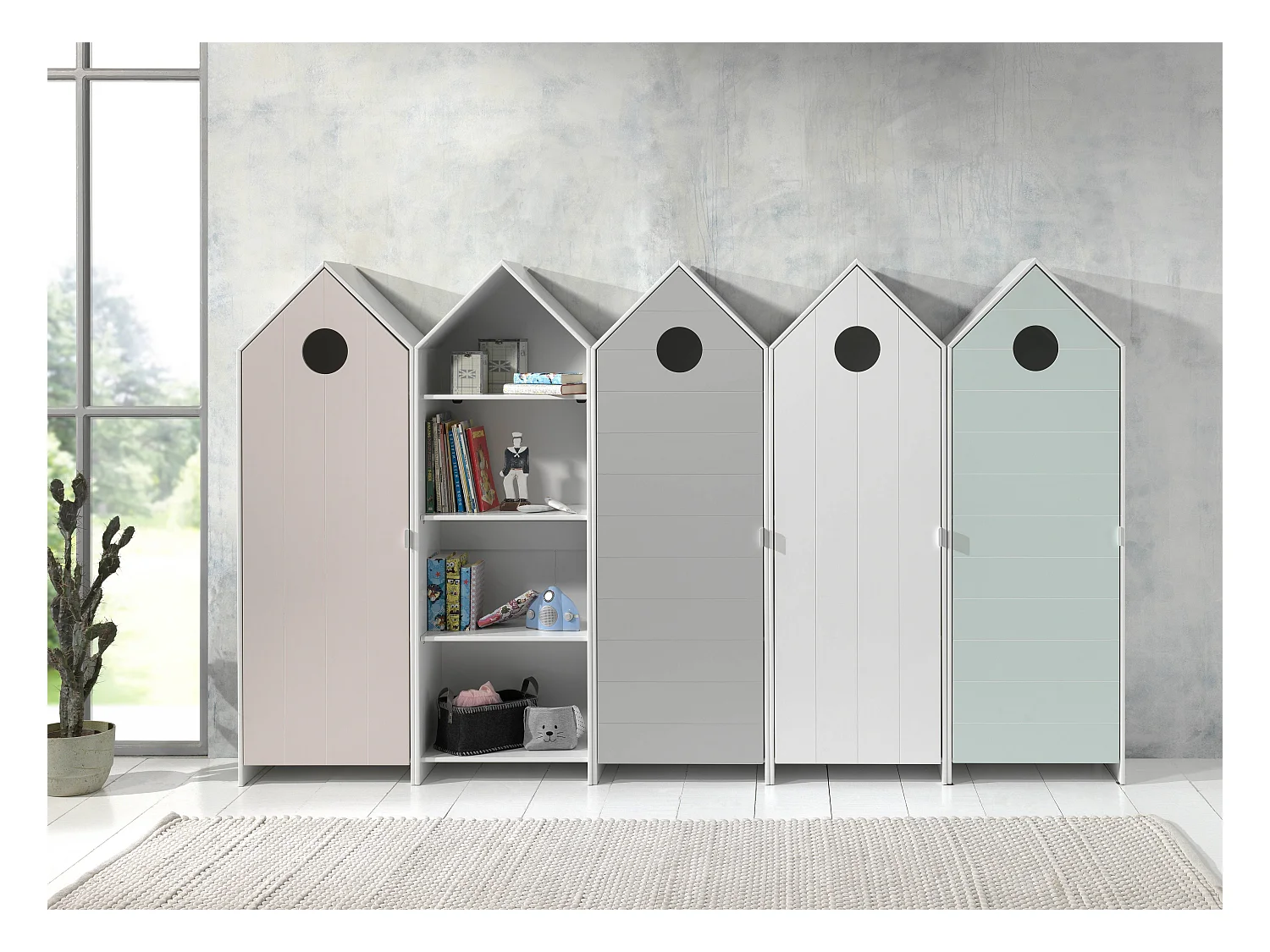 Pack - Étagère Enfant & 4 Armoires "Casami" Multicolore