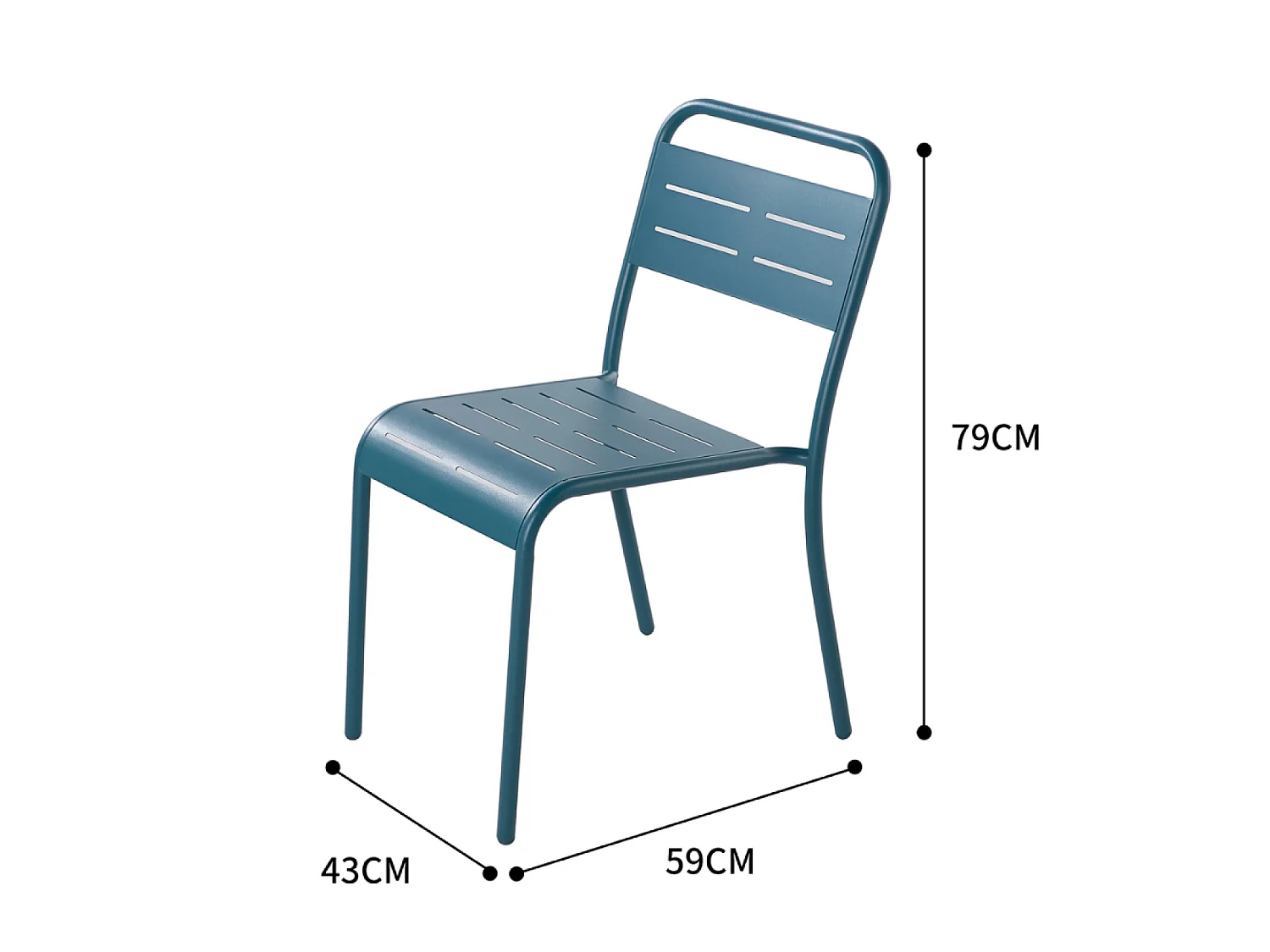 Lot de 6 chaises en acier bleu BERGAME