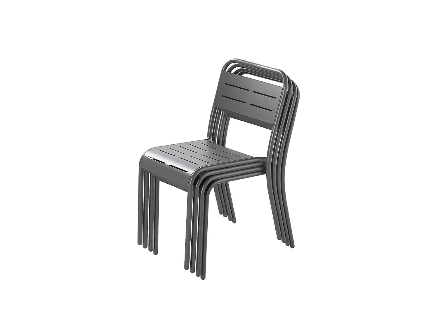 Lot de 4 chaises en acier gris foncé BERGAME