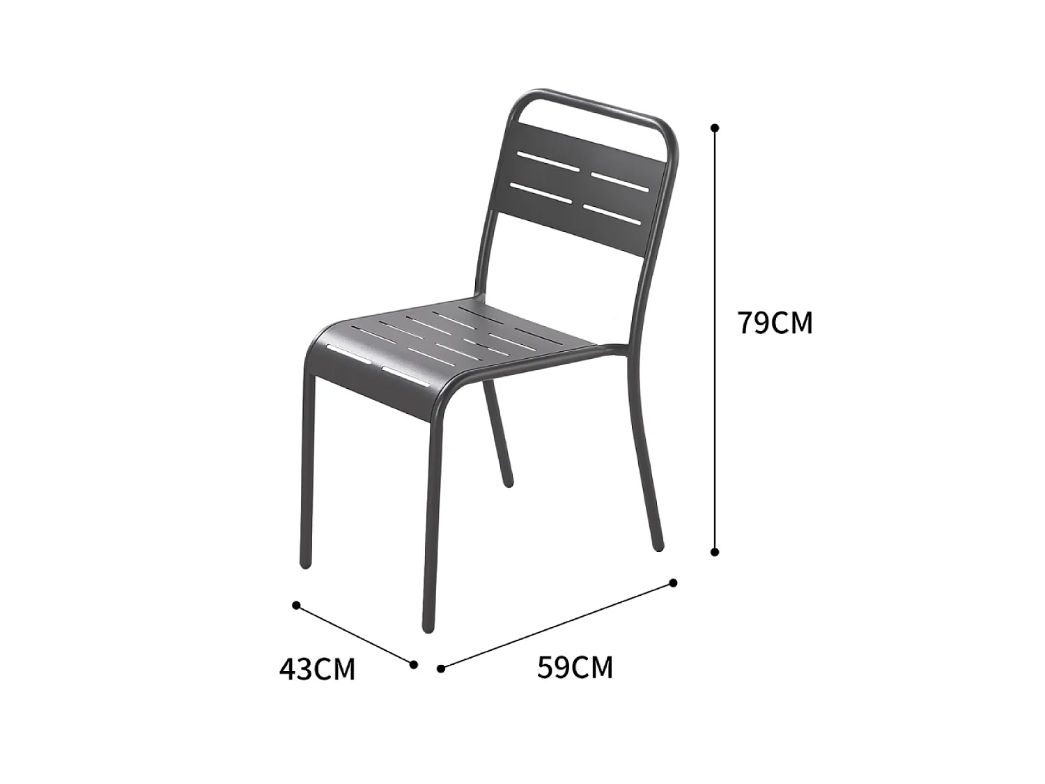 Lot de 4 chaises en acier gris foncé BERGAME