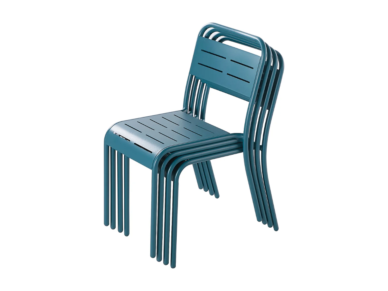 Set aus 4 Stühlen aus blauem Stahl BERGAME - Zeitgemäßes Design, Bequem und Langlebig