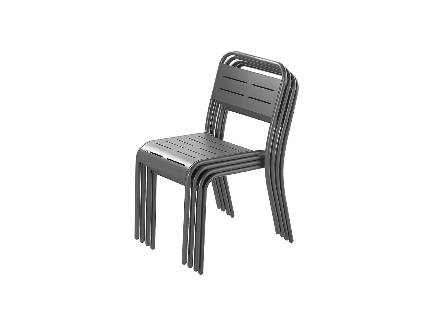 Lot de 6 chaises en acier gris foncé BERGAME
