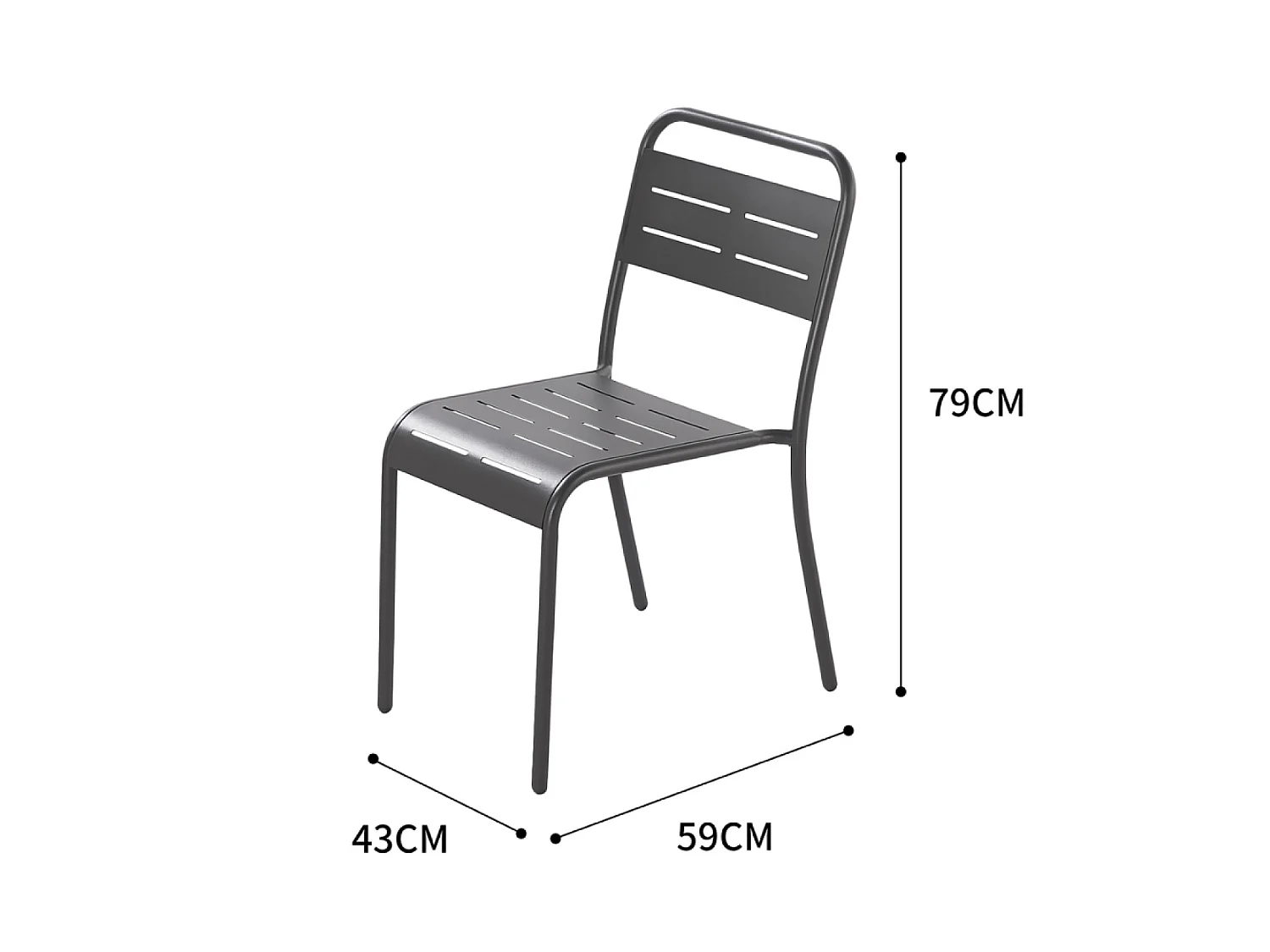 Lot de 6 chaises en acier gris foncé BERGAME