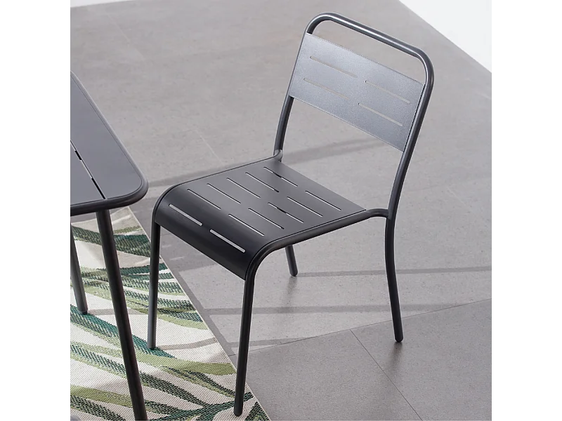 Lot de 6 chaises en acier gris foncé BERGAME
