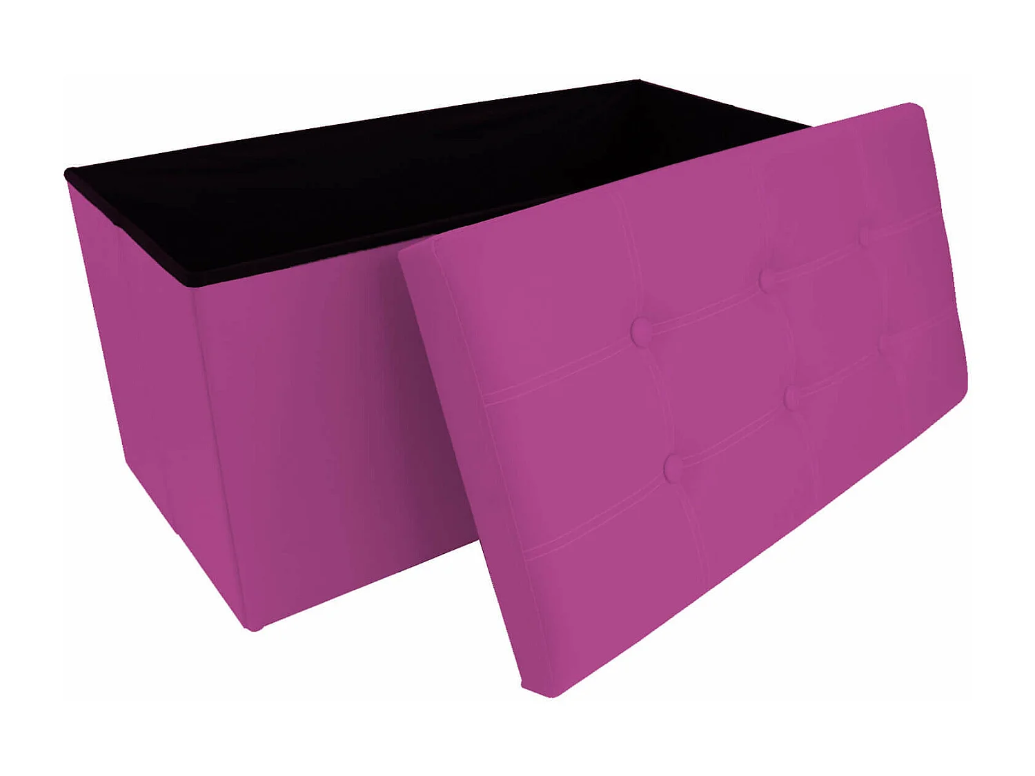 Mobili Rebecca Pouf Portaoggetti Seduta Contenitore Viola Ecopelle 38x76x38