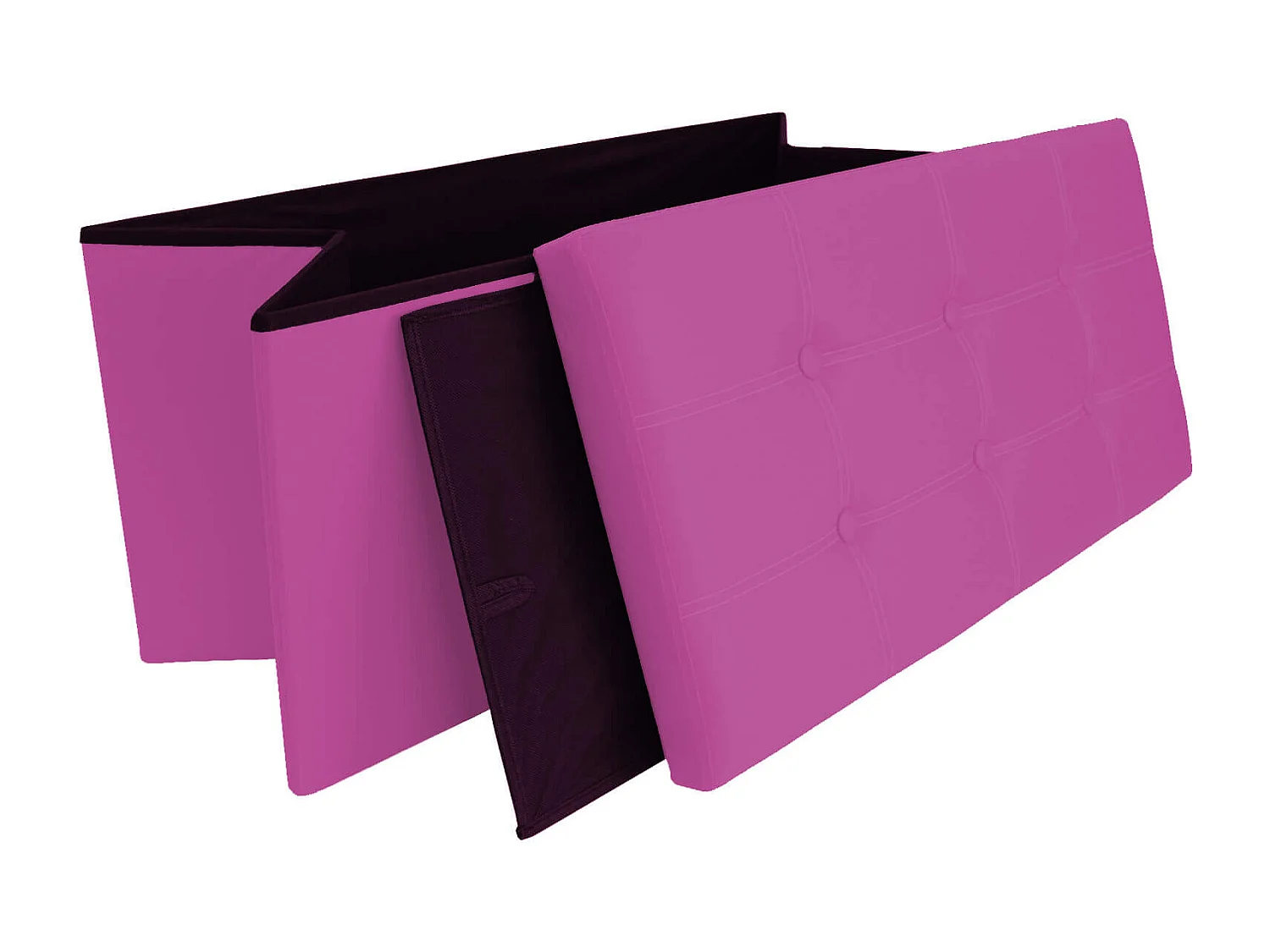 Mobili Rebecca Pouf Portaoggetti Seduta Contenitore Viola Ecopelle 38x76x38