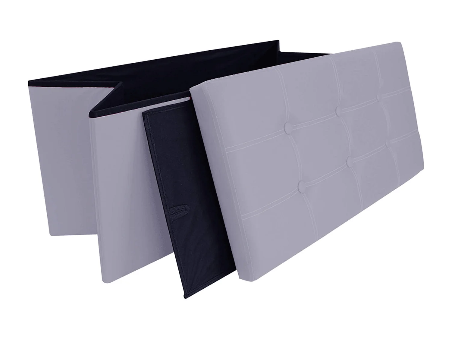 Mobili Rebecca Puff Sgabello Baule Contenitore Grigio design Modern 38x76x38