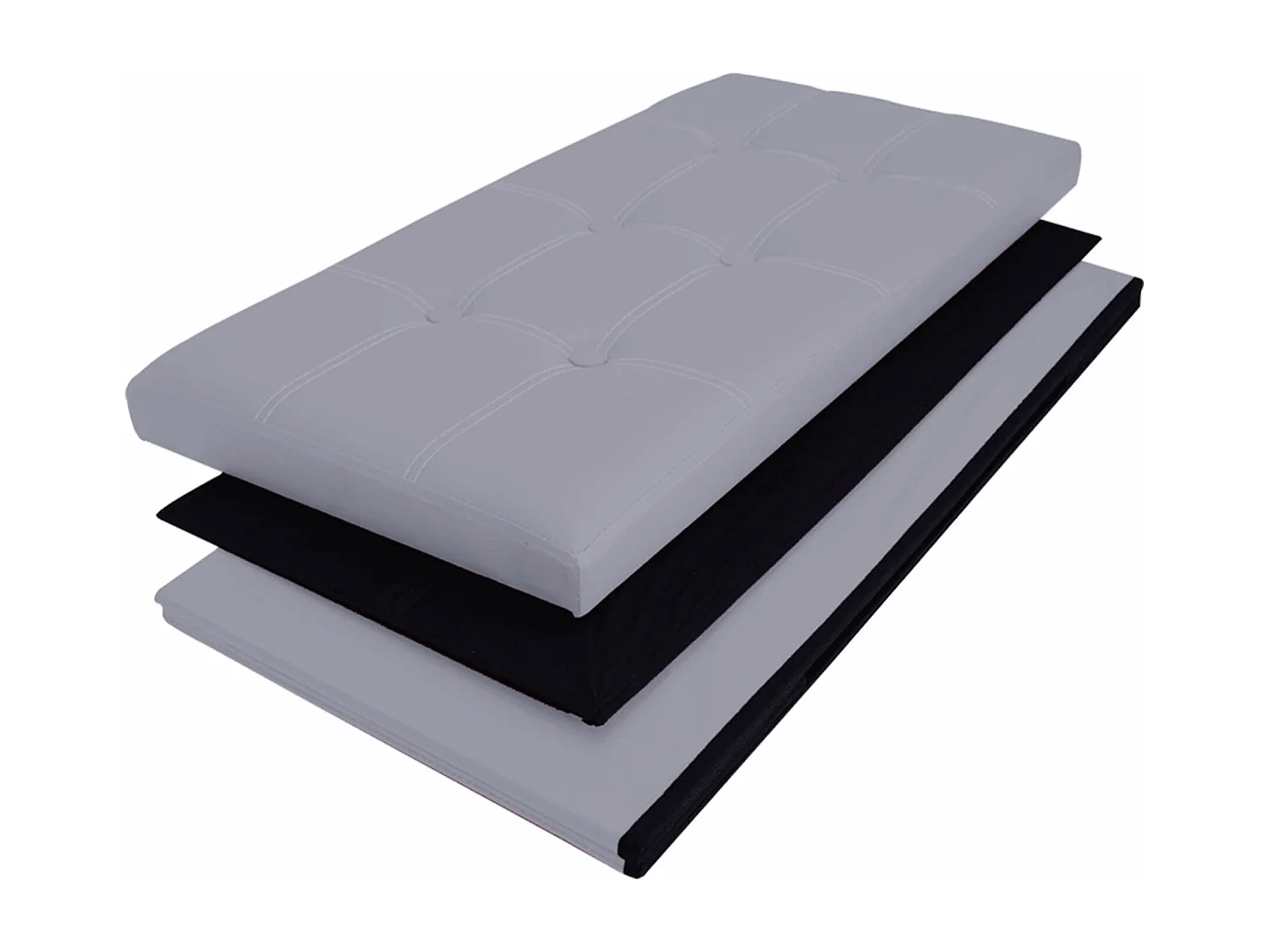 Rebecca Mobili Puff Caja Taburete Reposapies Gris Hogar 38x76x38