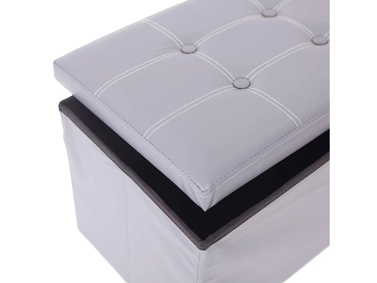 Rebecca Mobili Puff Caja Taburete Reposapies Gris Hogar 38x76x38