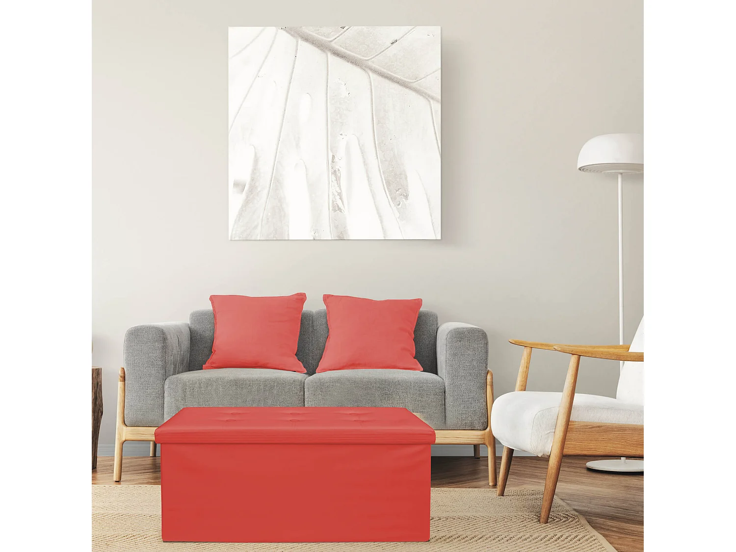 Rebecca Mobili Puff Baú de Banqueta Vermelho Desenho Moderno 38x76x38