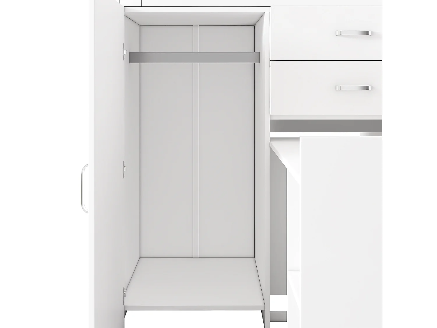 Multifunctioneel stapelbed - 2x90x200 cm - met kledingkast en uitschuifbaar bureau - Wit (zonder matras)