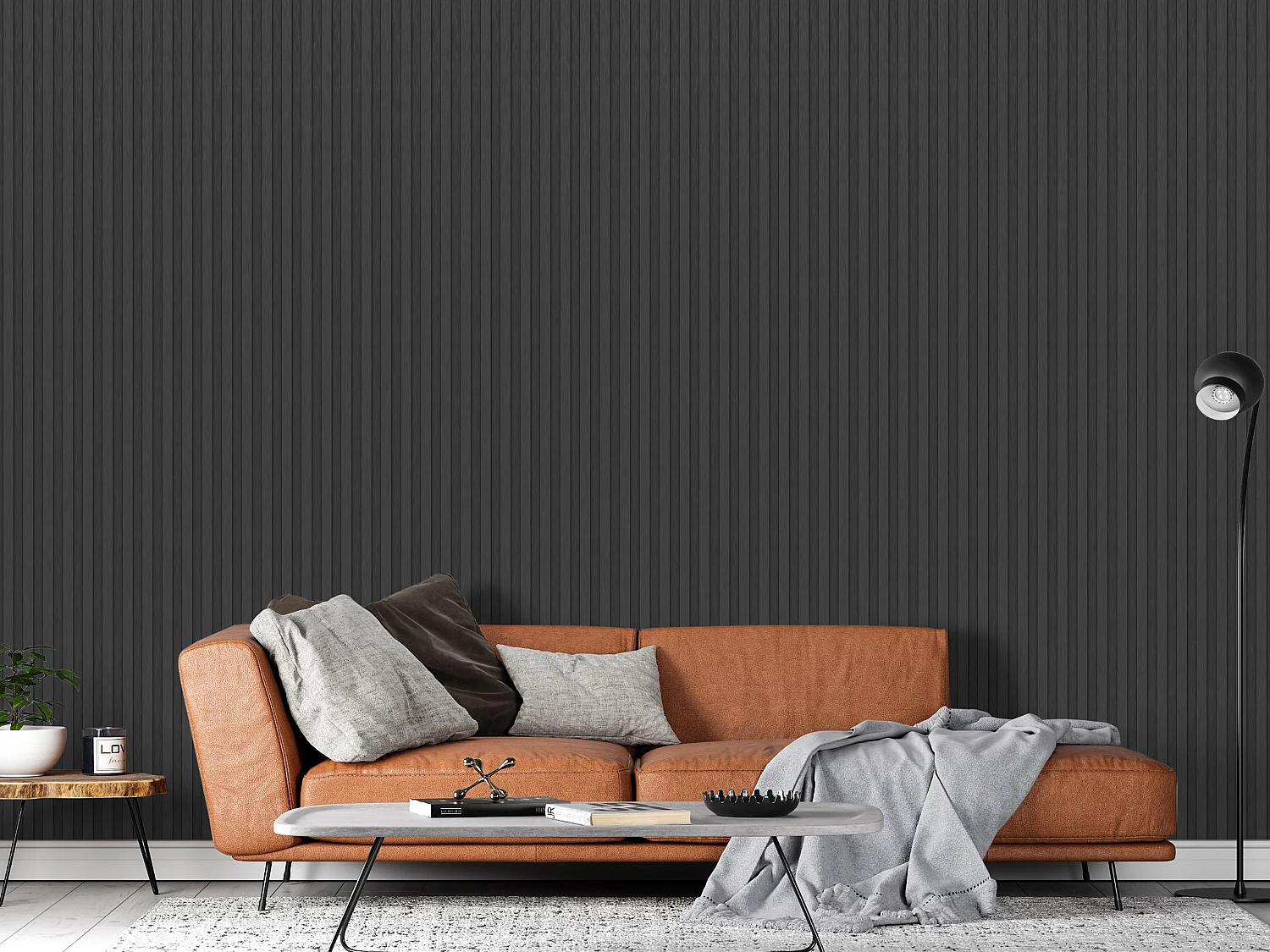 Panel ścienny 3D - Opakowanie 2,83 m² - Czarny z efektem drewna - Zestaw 8 sztuk - FLINT