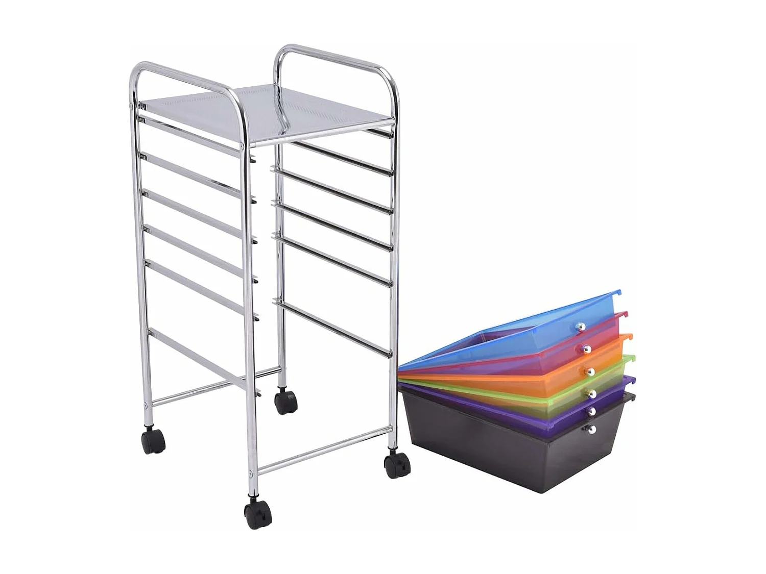 Tour de rangement avec 6 tiroirs chariot à roulettes avec dont 2 roues 32,5x37x74,5cm