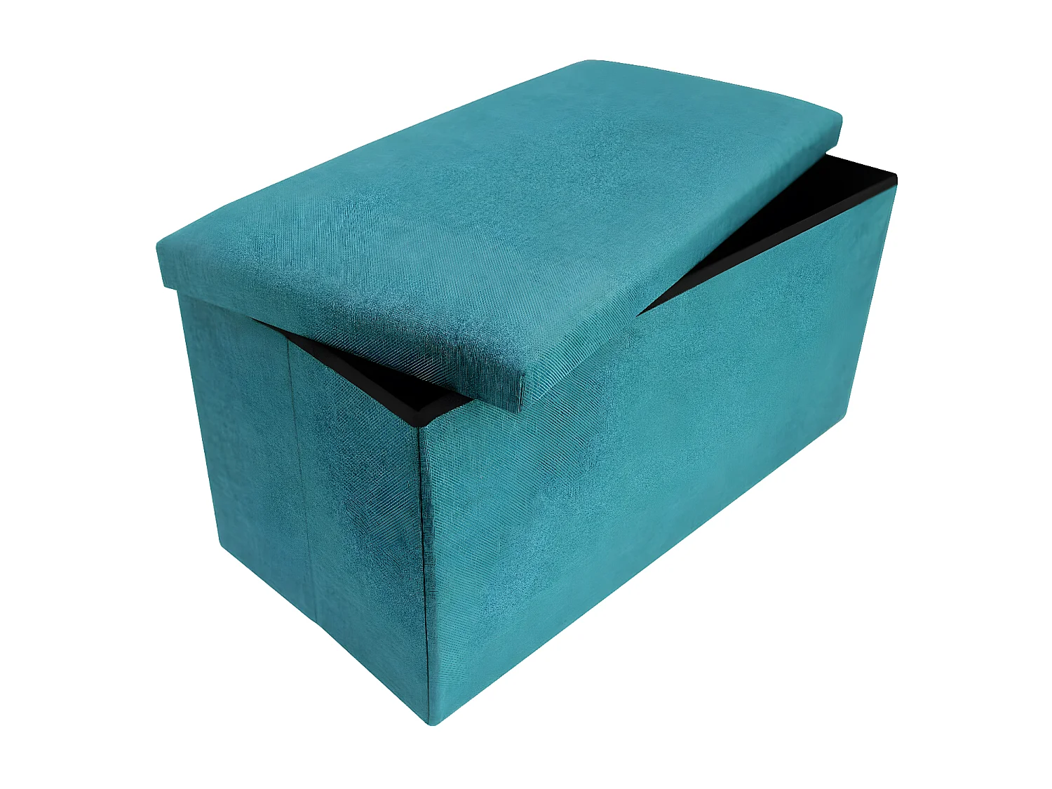 Rebecca Mobili Tecido Turquesa Azul Claro Puff Rectangular 38x76x38