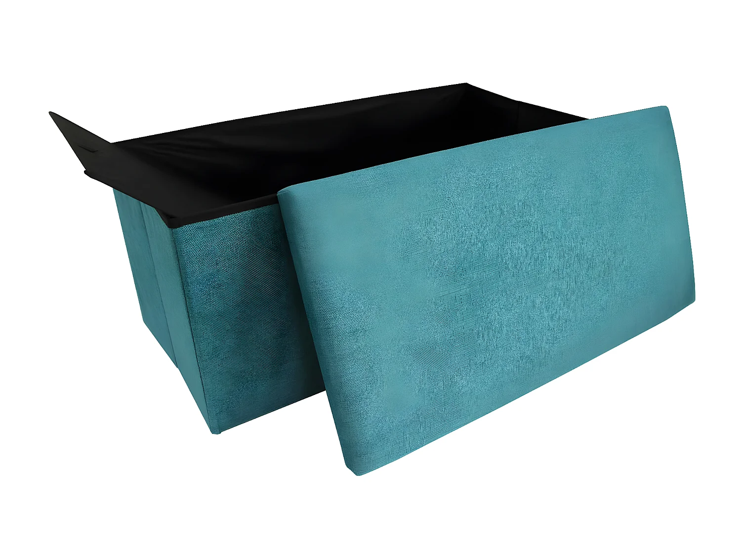 Rebecca Mobili Tecido Turquesa Azul Claro Puff Rectangular 38x76x38